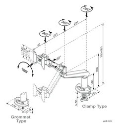 ROLINE LCD-Arm, Tischmontage, Gasfeder, 5 Gelenke, bis 8 kg