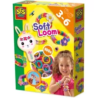 SES Creative - Soft Loom Armbänder - Bastelset für Kinder - Loom bänder Set - Armbänder selber Machen - Mit Praktisches Holz-Strickpüppchen - Ab 3 Jahre