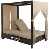 MCW Aluminium Lounge-Gartenliege MCW-O18, XL Sonnenliege Bali-Liege Daybed, 10cm-Polster 193x126x204cm schwarz Kissen creme