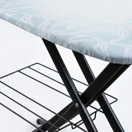 Relaxdays Bügelbrett 123 x 46 cm höhenverstellbar, klappbar, Bügelstation & Ablage, mint/weiß