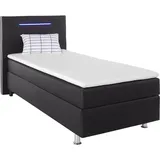 Collection AB Boxspringbett London, inklusive Topper und Kissen, mit LED-Beleuchtung, Boxspringbett erhältlich in 90cmx200cm, 140cmx200cm & 180cmx200cm schwarz 100 cm x 206 cm