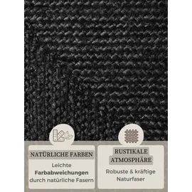 HANSE HOME Juteteppich Teppich Juno", schwarz, B:80cm H:9mm L:150cm, Jute, Teppiche, Teppich, Jute, Shape, Handgemacht, Wohnzimmerteppich, Naturteppich, Wohnzimmer