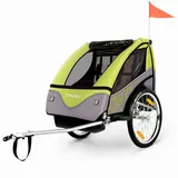 Froggy Kinder Fahrradanhänger mit Federung - 5-Punkt Sicherheitsgurt, Fahrrad Kinderanhänger für 1 bis 2 Kinder max. 40kg Apple