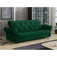 MIRJAN24 Schlafsofa Bona, mit Bettkasten und Schlaffunktion, Holzfüße in der Farbe Schwarz, 240x90x90 cm grün