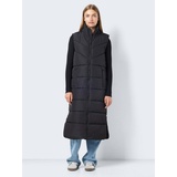 Noisy May Lange Weste Maxi Wattierte Puffer Stepp Jacke Wadenlang ohne Ärmel & Kapuze NMDALCON, Farben:Schwarz,Größe Damen:S