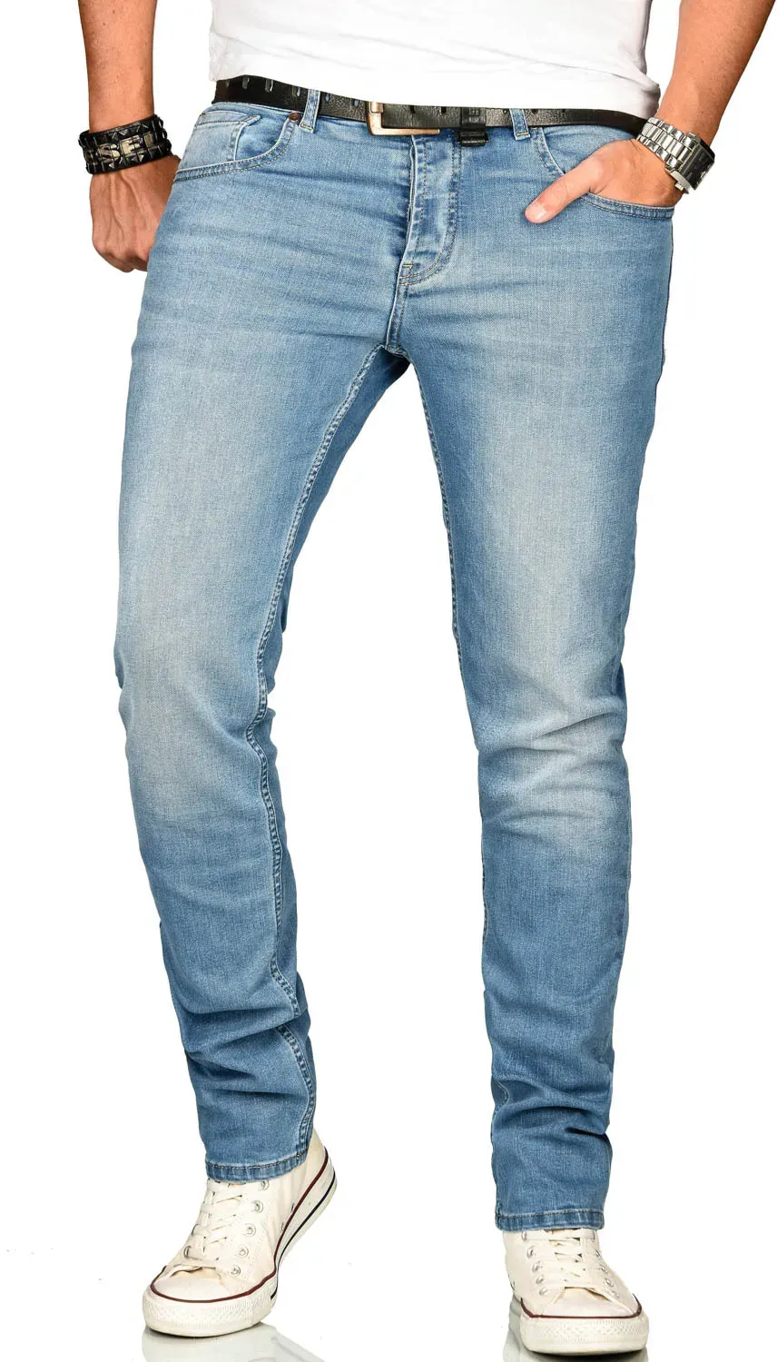 Stretch-Jeans ALESSANDRO SALVARINI "ASAngelo", Herren, Gr. W31 L30, Länge 30, blau (as, 171, blau washed), Obermaterial: 98% Baumwolle, 2% Elasthan, regular fit, Jeans, Angenehme Passform durch vorhandenen Elasthan Anteil