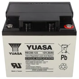 YUASA Blei-Akku REC50-12I Pb 12V 50Ah Zyklenfest, M5 Innengewinde