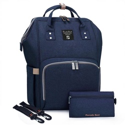 WISHDOR Wickelrucksack Wickeltasche Rucksack Baby Multifunktions-Babytaschen wasserabweisend (Windeln Babyflasche Milchfläsche Rucksack Tasche mit Flaschenhalter, Multifunktional, Babytasche, Wickelrucksack, für Mama und Papa unterwegs), mit tragbarer mobiler Wickelauflage Schnullerhalter Kinderwagengurte blau 25 cm x 40 cm x 16 cm