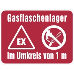 Hinweisschild, Gasflaschenlager - 400 x 300 x 0.6 mm Aluminium geprägt