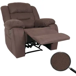 Fernsehsessel MCW-J57, XXL Relaxsessel TV-Liegesessel Nosagfederung Wildleder-Optik Stoff/Textil bis 200kg ~ braun