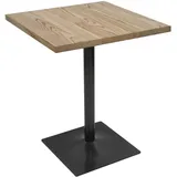 Mendler Bistrotisch HWC-H10, Bartisch Thekentisch, Industrial Gastro Metall Ulme Massivholz 70x70cm ~ hellbraun