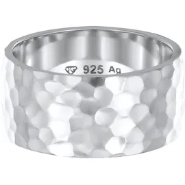 Elli "Breit Bandring Gehämmert Matt Schmuck Geschenk 925er Silber" silberfarben 54, silber, Fingerringe, Damen, 54mm, ohne Stein, Silber 925 (Sterlingsilber), 9mm, Fingerring