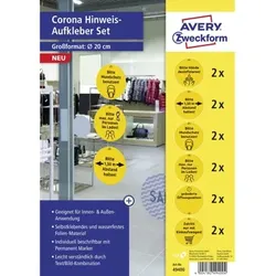 49400 Corona Schilder Set, A4, Ø 200 mm, 12 Bogen/12 Etiketten, gelb/schwarz