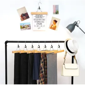 Songmics 12 Stück, Kleiderbügel aus Schima-Holz, rutschfest, Haken, 360 Grad drehbar, CRW007-12