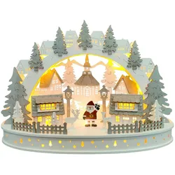 LED Winterlandschaft aus Holz Weihnachtslandschaft Weihnachtsdeko beleuchtet