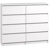 roe furniture | Kommode - 8 Schubladen - 120 cm - Weiß matt - Modernes Design - Grifflose Schubladen - Sideboard - Weiß
