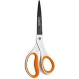 Fiskars Antihaft-Universalschere, Länge: 21 cm, Titan-Beschichtung/Rostfreie Stahl-Klinge/Kunststoff-Griffe, Weiß/Orange, 1004721