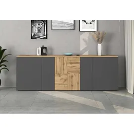 OTTO home ISEO 200 x 70 x 35 cm Grau / Eiche Wotan