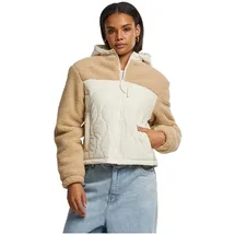 URBAN CLASSICS Ladies Sherpa Crinkle Nylon Mix Übergangsjacke - Beige - 5XL,