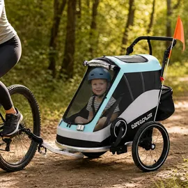aiyaplay 2 in 1 Fahrradanhänger & Buggy Faltbar Hellblau