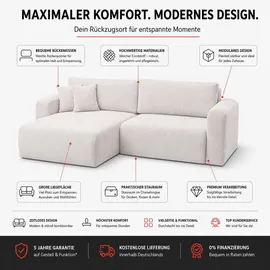 venasi Eckcouch Cord 2-Sitzer Beige