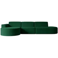 Altdecor Ecksofa Grün, Textil, 3-Sitzer, Ottomane links, L-Form Corner
