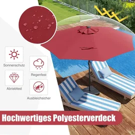 Costway Sonnenschirm Ø 250 cm Rot