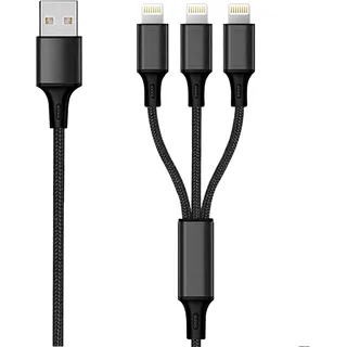 2Go 3in1 USB Ladekabel 3x Lightning Nylon 1,5m schwarz Multimedia-Technik Apple Zubehör