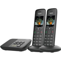 Gigaset C570A Duo , 2 Schnurlose Telefone mit Anrufbeantworter , großes Farbdisplay , leichte Bedienbarkeit , großes Adressbuch , Ruhe vor anonymen Anrufen, schwarz