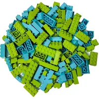 LEGO Steine Limette/Azurblau gemischt 200 Teile - Bunt