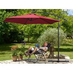 Kingsleeve Ampelschirm Ø 300cm rot mit UV-Schutz 50+ wasserabweisend Sonnenschirm