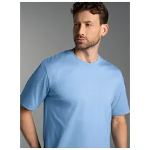 TRIGEMA T-Shirt TRIGEMA "TRIGEMA T-Shirt DELUXE Baumwolle", Herren, Gr. L, blau (horizont), 100% Baumwolle, Basic, Shirts T-Shirt