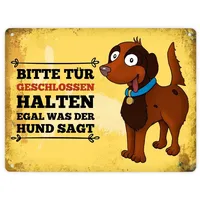 Trendaffe Metallschild XL mit Hund Motiv und Spruch: Bitte