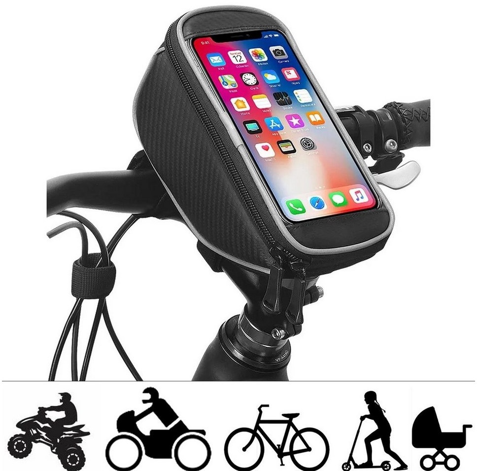 CoolGadget Sahoo Fahrrad Lenker Handy-Halterung, (Smartphone Handy Halter für Fahrrad Bike Roller Scooter) schwarz