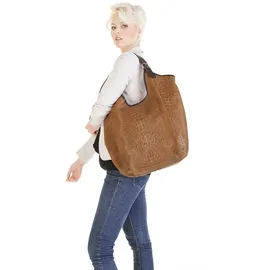Samantha look Shopper echt Leder, Made in Italy, braun