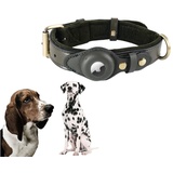 PUSHY.D AirTag-Halsband für Hunde und Katzen Hochwertiges Leder Warmes Fleece Langlebiges Intelligentes Verstellbares Anti-Verlust-Halsband mit Tracker Für Kleine Mittlere und Große Hunde(grün,L)