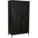 Mango Holz massiv Stahl Design Schrank Kala Schwarz Massivholz 100 cm x 170 cm
