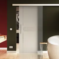 Glas Schiebetür 650x2050 mm Dessin: Idea feine Streifen (I) Sadora® SlimLine-System komplett Laufschiene und Griffstange beidseitig. ESG-Sicherheitsglas in sehr hochwertiger Qualität.