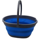 SAMMART 11L Faltbarer Korb mit Griff – Tragbarer Outdoor-Picknickkorb/Krater – Faltbare Einkaufstasche – Platzsparender Aufbewahrungsbehälter (Dunkelgrau/Blau, 1)