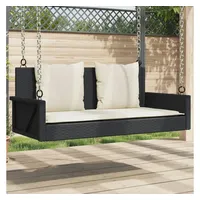 VidaXL Hängebank mit Kissen Schwarz 119x56x48 cm Poly Rattan