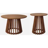 sweeek - 2er-set Couchtische aus Holzdekor und Tannenholz, Ø40cm und Ø60cm