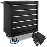 Tectake tectake® Werkzeugwagen, 5 kugelgelagerte Schubladen mit Antirutschmatten, zentrale Sicherheitsverriegelung, Rollen Ø 100 mm