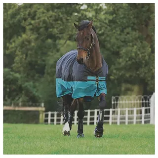 Horseware Pferde-Regendecke Horseware Mio Turnout Lite 0g - Black/Turqoise & Black 80 cm
