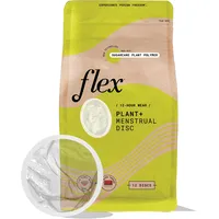 Flex Plant+ Disc | Einwegscheiben auf pflanzlicher Basis | Tampon, Pad und Tasse Alternative | Kapazität von 5 Super Tampons | Menstruationsscheibe aus nachhaltigen Pflanzenpolymeren | 12 Stück