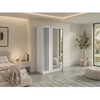 MKS Schiebetürenschrank DIANA 120 x 216 x 61 cm Weiß/Schwarz