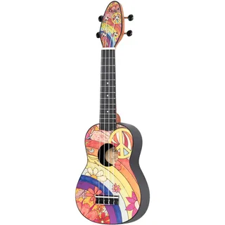Ortega Guitars Sopran Ukulele Linkshänder – Akustisch – Keiki K2 Series – Inklusive Zubehör – Agathis, ABS, Peace ‘68