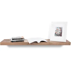 Wandboard TEMAHOME "Balda", braun (walnuss), B:120cm H:5cm T:22cm, Holzwerkstoff, Regale, mit einer Metallstange zur Wandmontage, in unterschiedlichen Größen