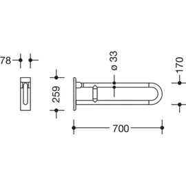 Hewi Serie 801 50.110 99 Stützklappgriff drehbar reinweiß