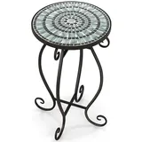 Costway Mosaiktisch, Schwarz, Metall, 30x50x30 cm, Gartenmöbel, Gartentische, Beistelltische outdoor