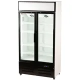 Romux® Glastürkühlschrank 600 Liter 2 Tür Belüftet mit Umluftsystem | Professioneller Getränkekühlschrank mit Glastür & LED | Flaschenkühlschrank